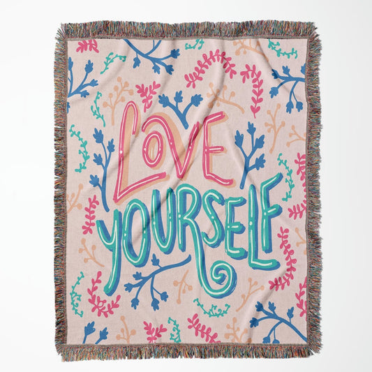 Personalized Inspirational Lettering Woven Blanket with Tassels