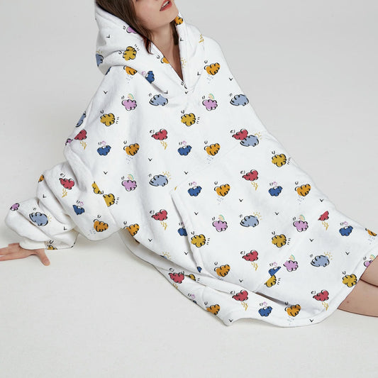 Custom Printed Reversible Double Layer Sherpa Hoodie Blanket