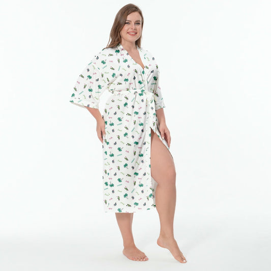 Wholesale Customized Floral Printed Oversized Women’s Night Sleep Robe