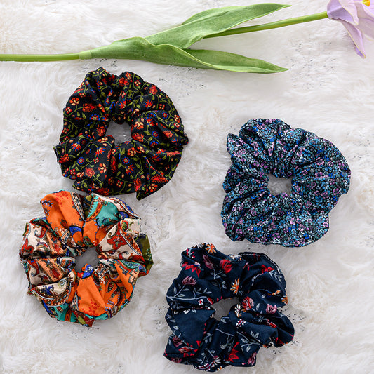 Wholesale Custom Printed Polyester Boho Hair Scrunchies