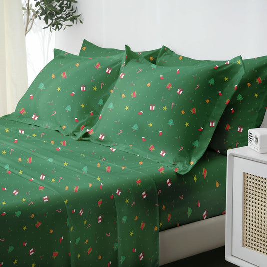 Custom Merry Christmas Bed Sheet Set Microfiber Bedding Set for Wholesale