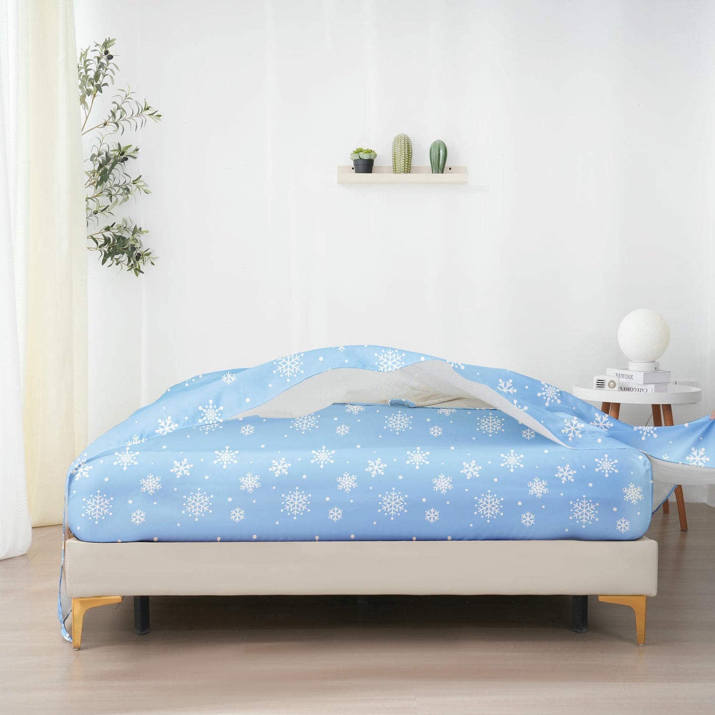 Wholesale Winter Snow Printing Bed Sheet Set Microfiber Bedding Set