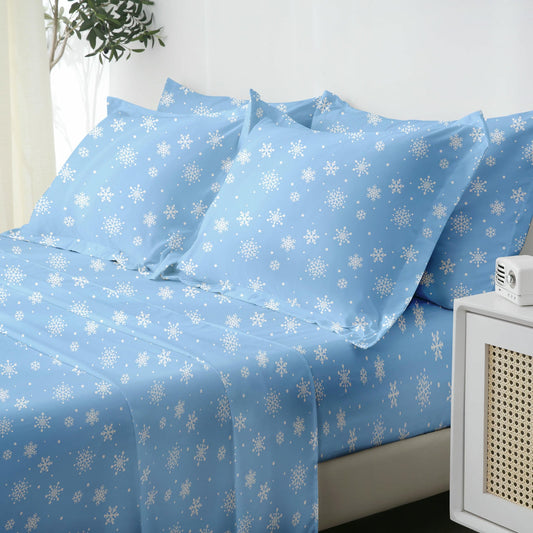 Wholesale Winter Snow Printing Bed Sheet Set Microfiber Bedding Set