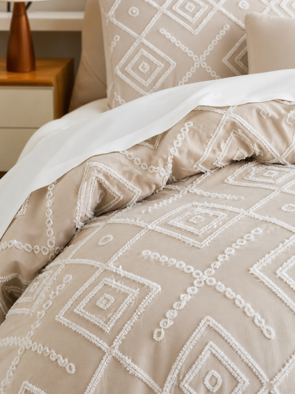 Beige Geometric Diamond Duvet Cover detail_close_up image