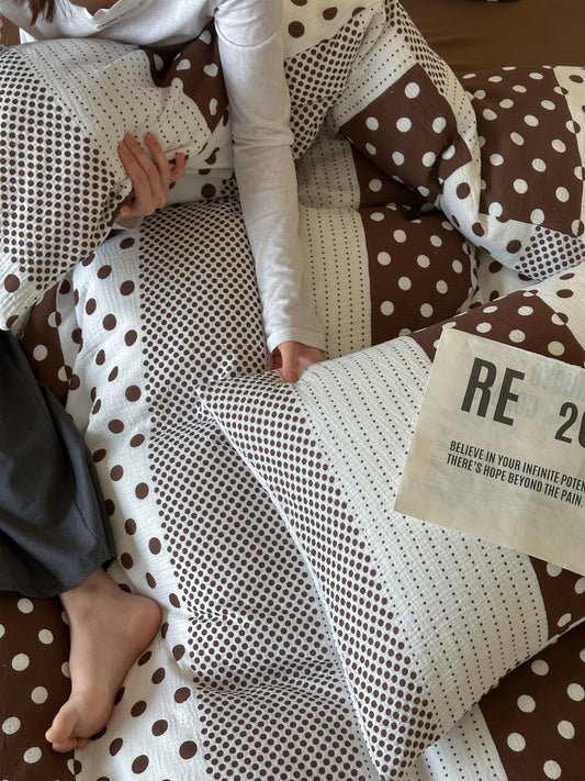 Cocoa Polka Dot Cotton Muslin Comforter original reference image 2