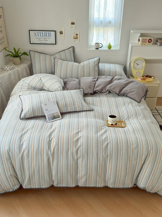 Cove Stitch Washed Cotton Duvet Cover original reference image 1