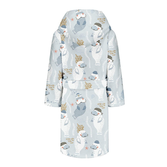 Wholesale Sublimation Printing Kids Hooded Bathrobes Microfiber Terry Pajamas