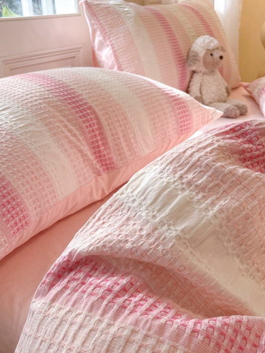 Loom Waffle Stripe Cotton Duvet Cover original reference image 1