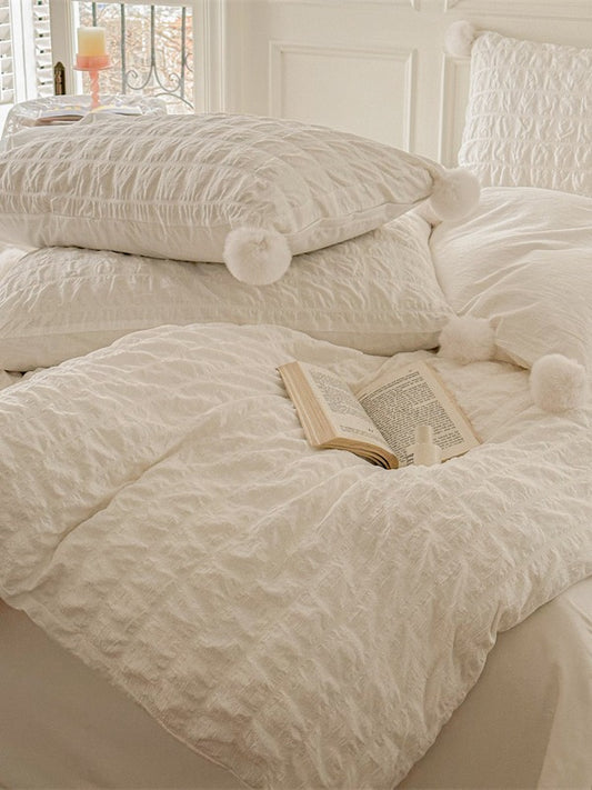 Pom Cloud Cotton Seersucker Duvet Cover original reference image 1