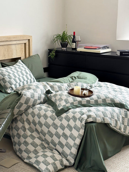 Sage Loft Check Cotton Jacquard Comforter original reference image 2