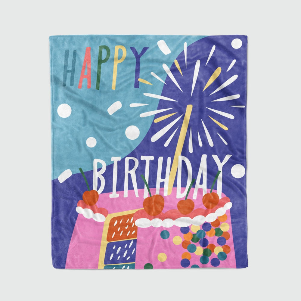 Couverture polaire en flanelle personnalisée avec lettrage d'anniversaire imprimé en gros