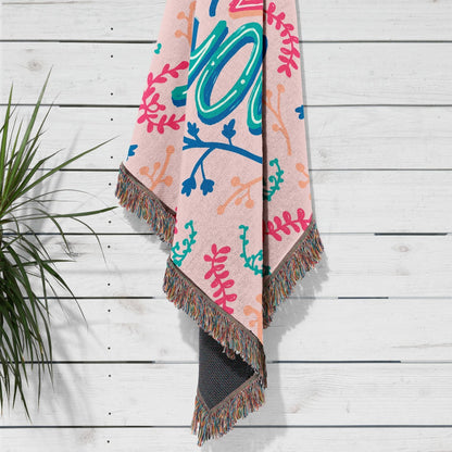 Personalized Inspirational Lettering Woven Blanket with Tassels