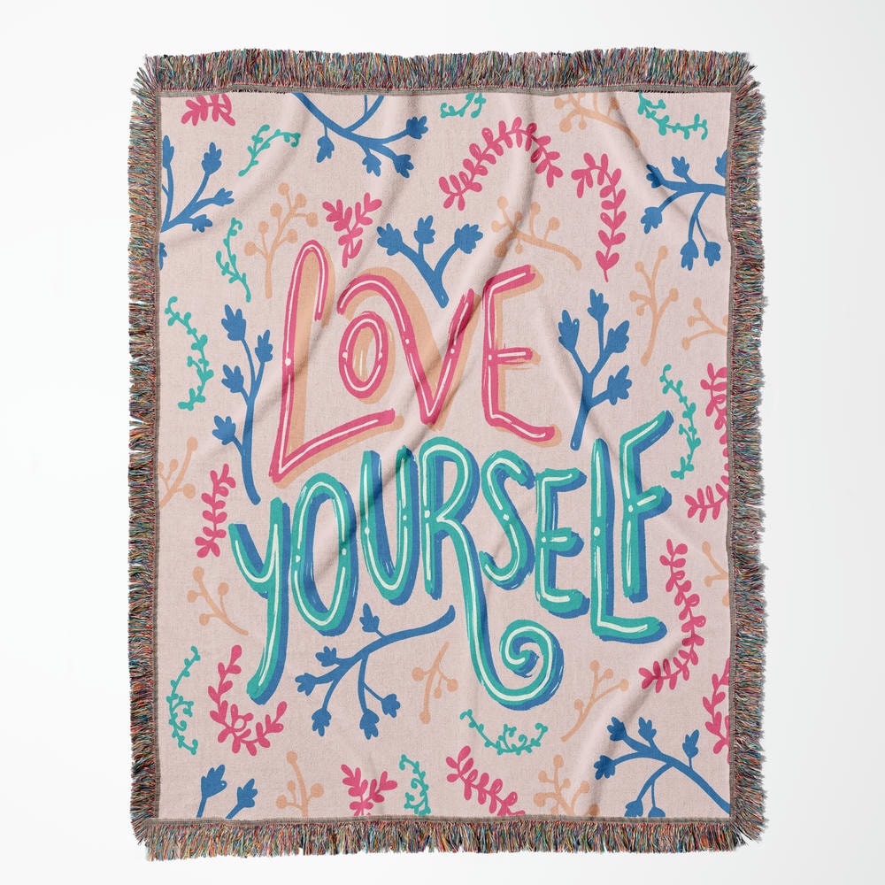 Personalized Inspirational Lettering Woven Blanket with Tassels