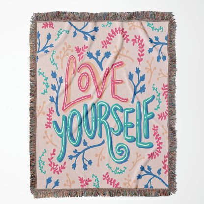 Personalized Inspirational Lettering Woven Blanket with Tassels