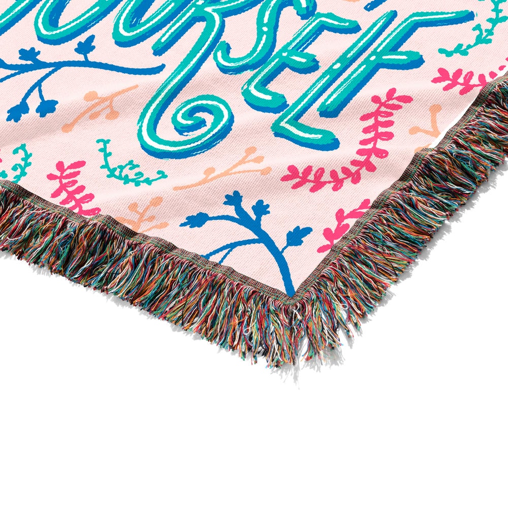 Personalized Inspirational Lettering Woven Blanket with Tassels