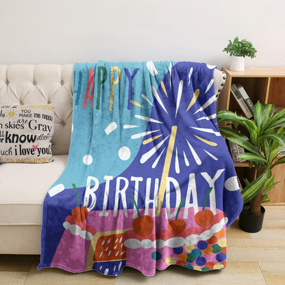 Couverture polaire en flanelle personnalisée avec lettrage d'anniversaire imprimé en gros