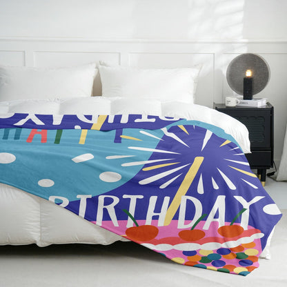 Wholesale Custom Printed Anniversary Birthday Lettering Personalized Flannel Fleece Throw Blanket