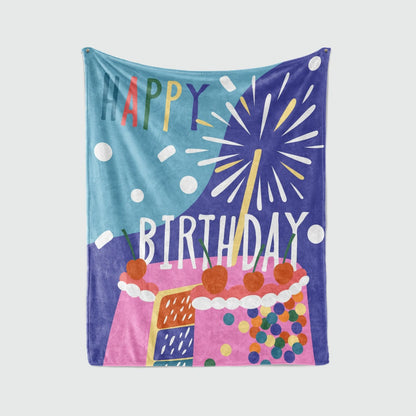 Couverture polaire en flanelle personnalisée avec lettrage d'anniversaire imprimé en gros