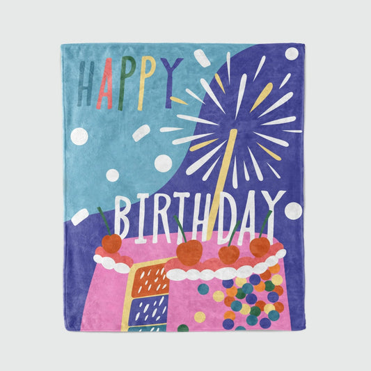 Couverture polaire en flanelle personnalisée avec lettrage d'anniversaire imprimé en gros