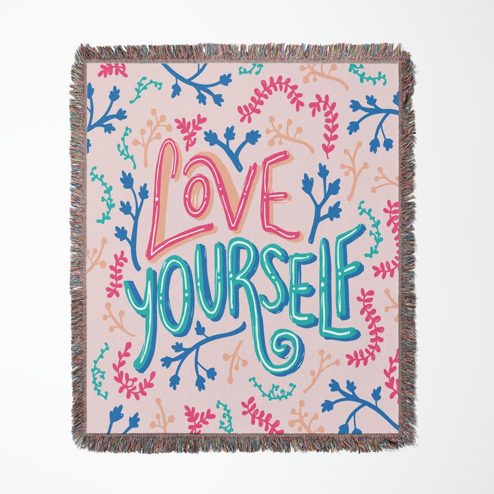 Personalized Inspirational Lettering Woven Blanket with Tassels