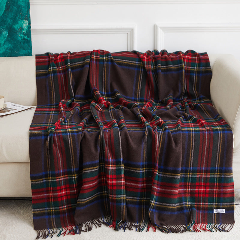 Wholesale Plaid Wool Blanket With Tassels