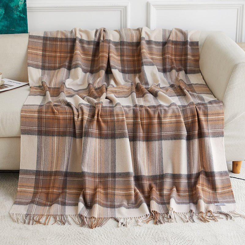 Wholesale Plaid Wool Blanket With Tassels