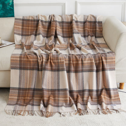 Wholesale Plaid Wool Blanket With Tassels