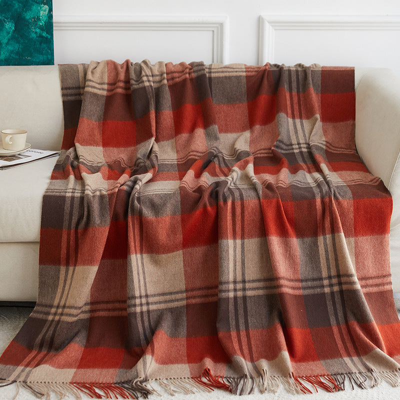 Wholesale Plaid Wool Blanket With Tassels