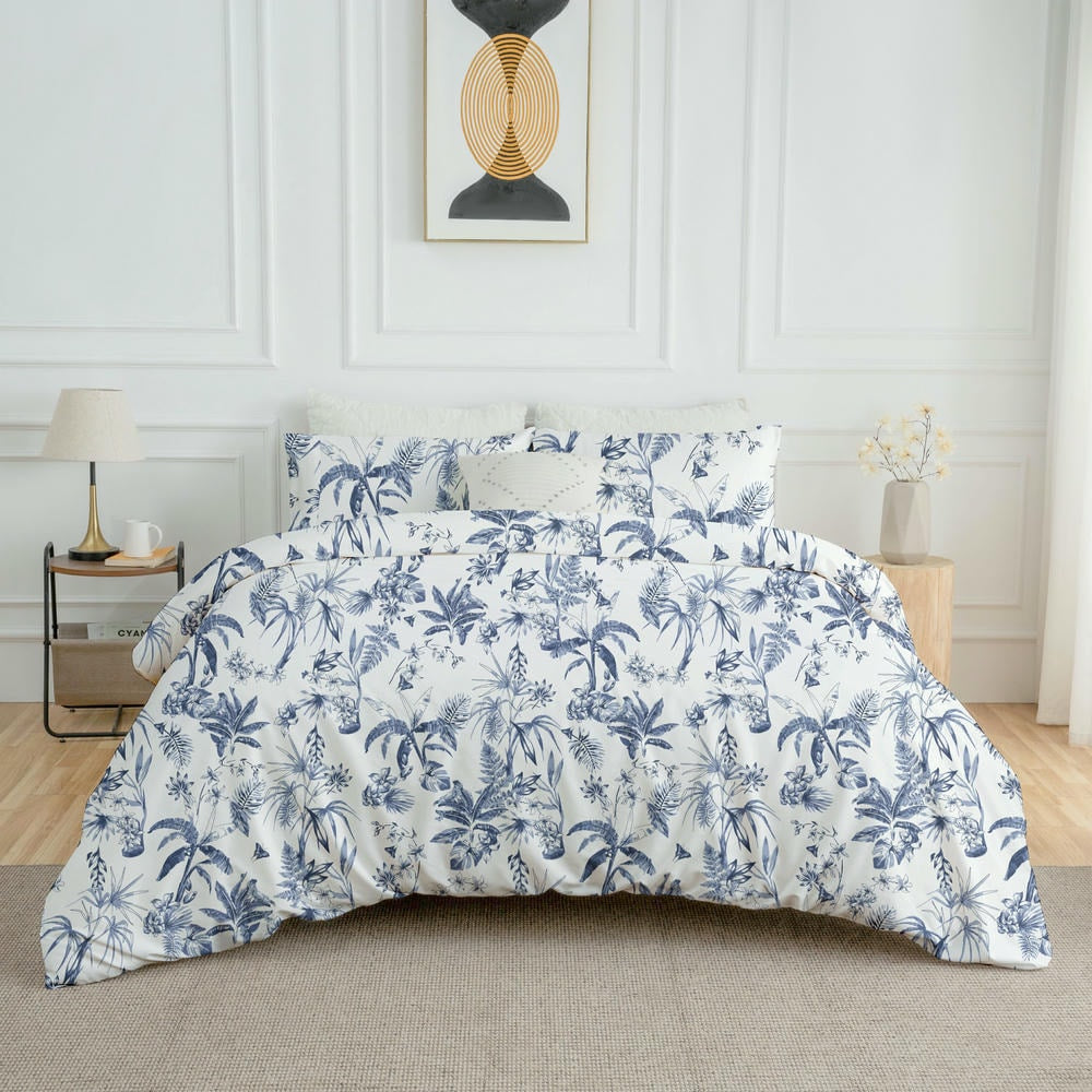 Wholesale Floral Leaves Printed Quilt & Duvet Cover Set Double Brushed Microfiber