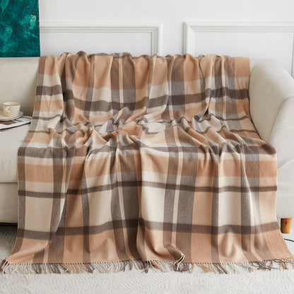 Wholesale Plaid Wool Blanket With Tassels