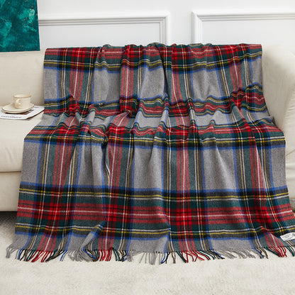 Wholesale Plaid Wool Blanket With Tassels