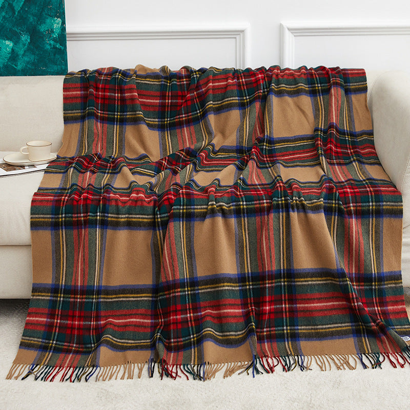 Wholesale Plaid Wool Blanket With Tassels