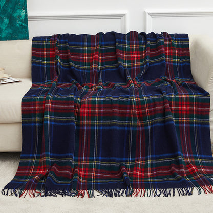 Wholesale Plaid Wool Blanket With Tassels