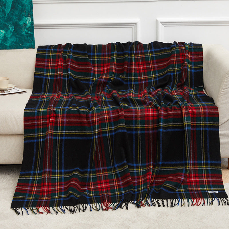 Wholesale Plaid Wool Blanket With Tassels