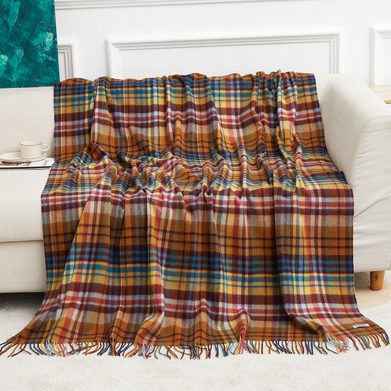 Wholesale Plaid Wool Blanket With Tassels