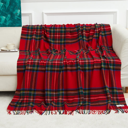 Wholesale Plaid Wool Blanket With Tassels