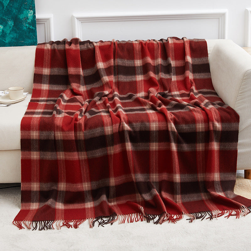 Wholesale Plaid Wool Blanket With Tassels