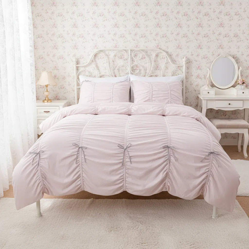 Ballet Ruched Duvet Cover with Bow