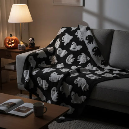 Halloween Ghost Feather Yarn Blanket