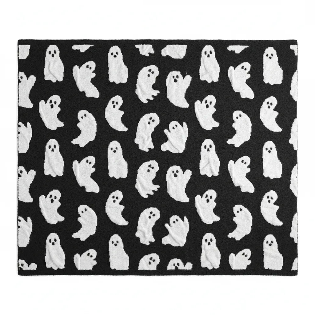 Halloween Ghost Feather Yarn Blanket