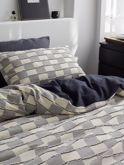 Ashwood Fringe Check Cotton Clipped Jacquard Comforter original reference image 2