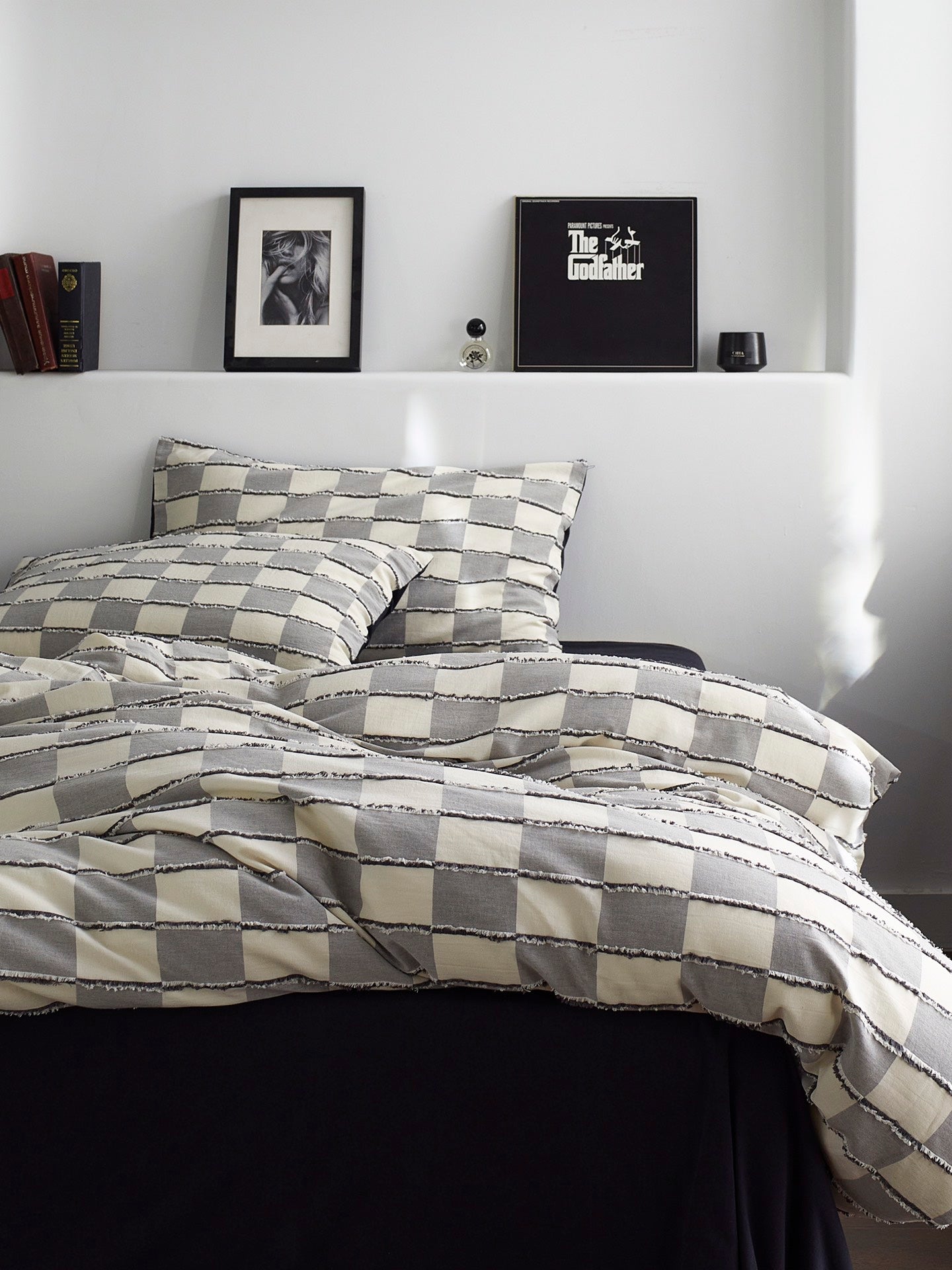 Ashwood Fringe Check Cotton Clipped Jacquard Comforter original reference image 3