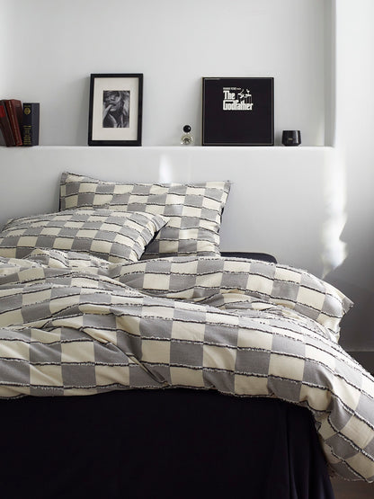 Ashwood Fringe Check Cotton Clipped Jacquard Comforter original reference image 3
