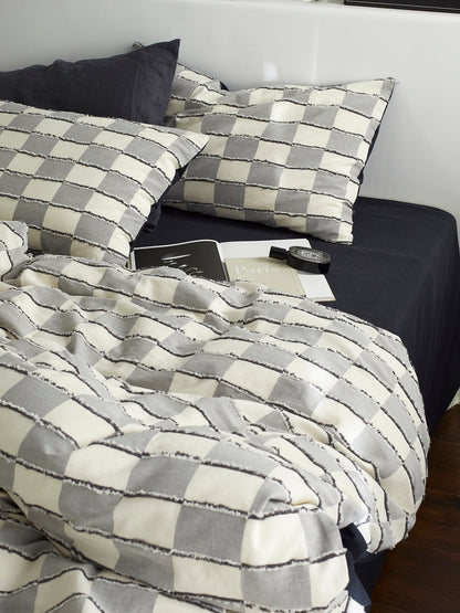 Ashwood Fringe Check Cotton Clipped Jacquard Comforter original reference image 4