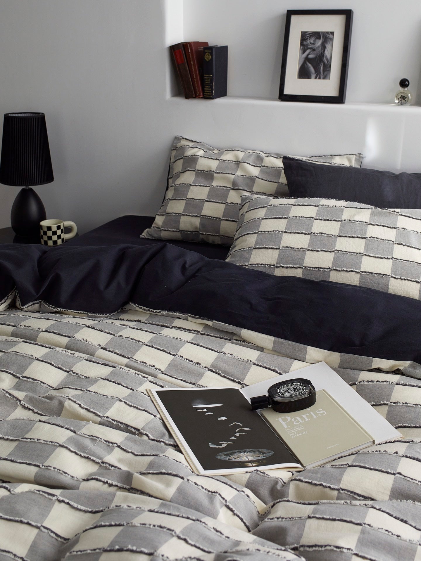 Ashwood Fringe Check Cotton Clipped Jacquard Comforter original reference image 6