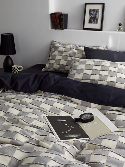 Ashwood Fringe Check Cotton Clipped Jacquard Comforter original reference image 6