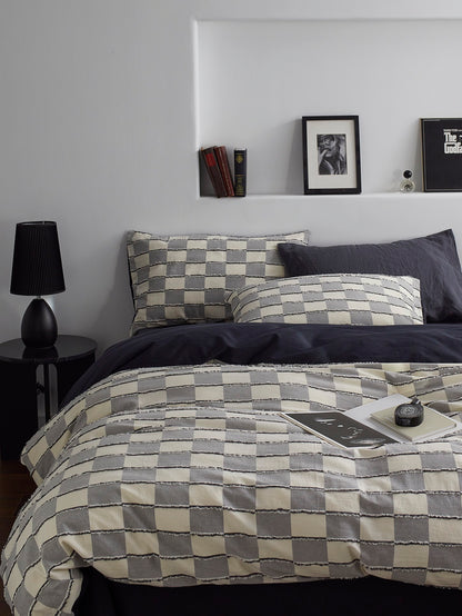 Ashwood Fringe Check Cotton Clipped Jacquard Comforter original reference image 8