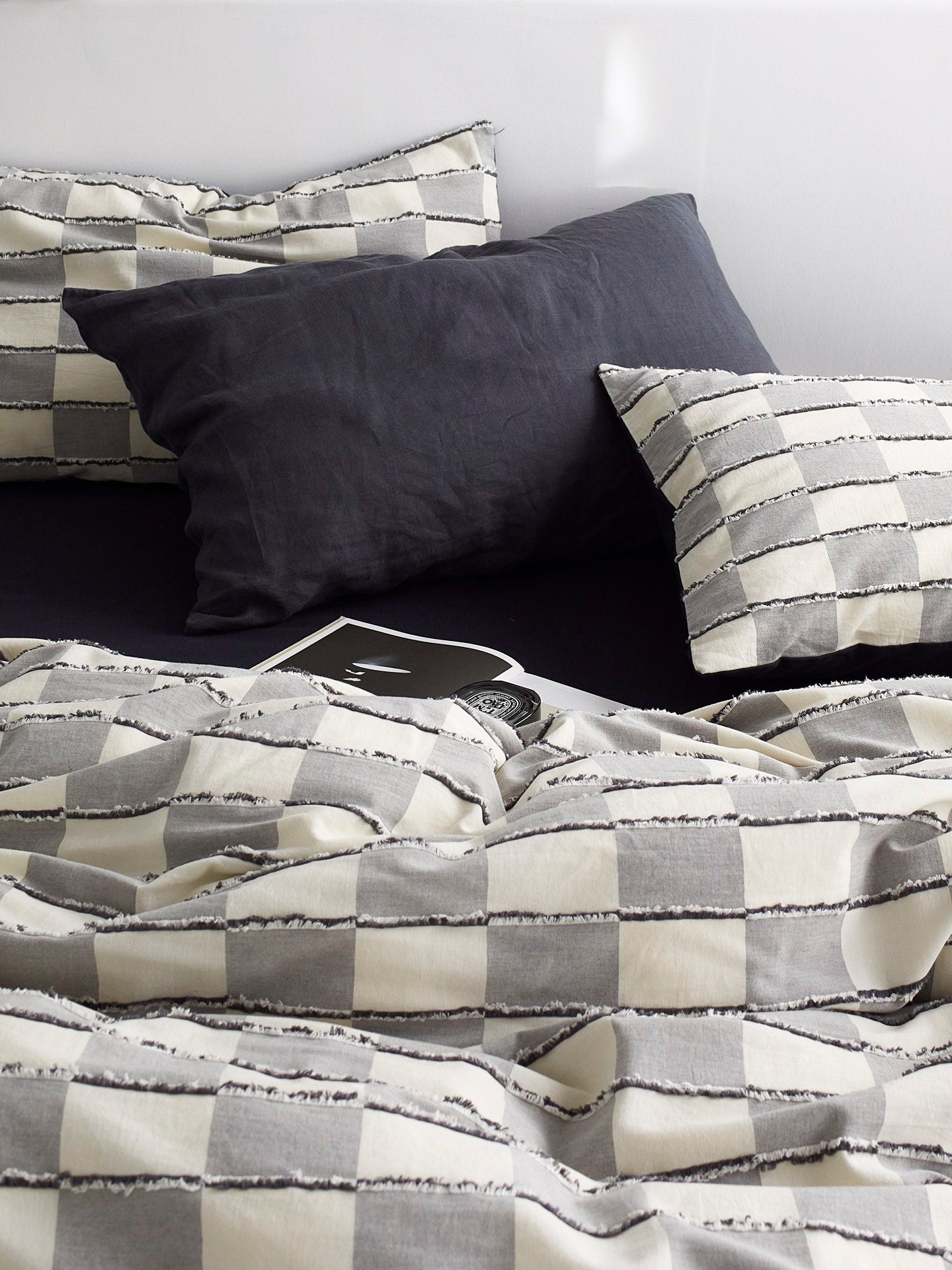 Ashwood Fringe Check Cotton Clipped Jacquard Comforter original reference image 9