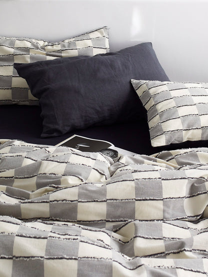 Ashwood Fringe Check Cotton Clipped Jacquard Comforter original reference image 9