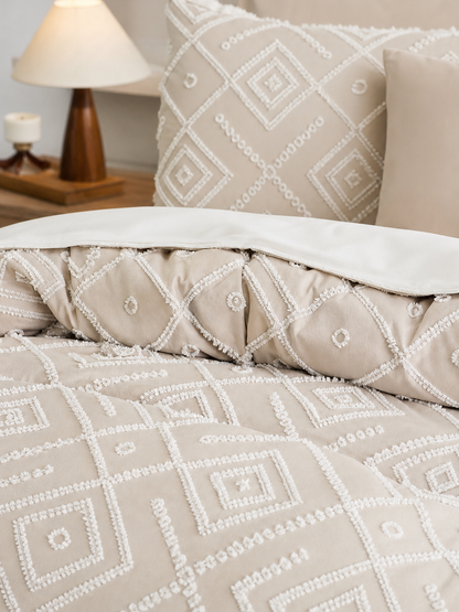 Beige Geometric Diamond Duvet Cover detail_close_up image